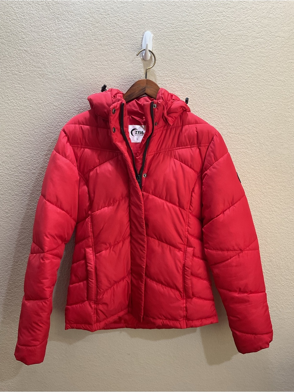 ZYIA Red Quilted Hooded Puffer Jacket